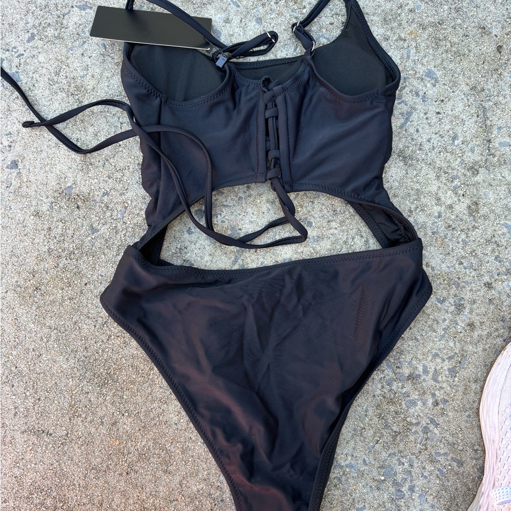 Black one piece swim